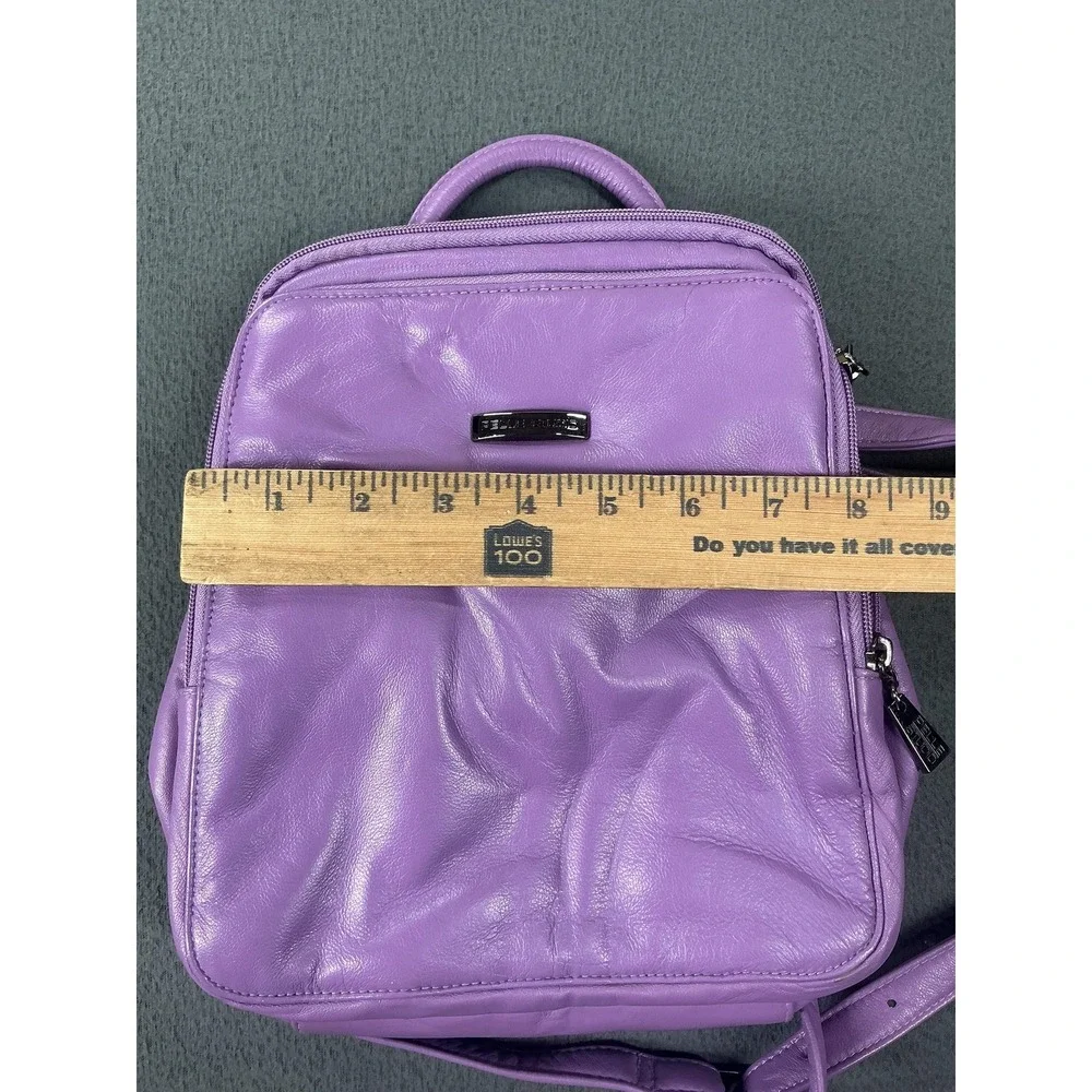 Pelle Studio Backpack Womens Small Purple Leather Adjustable Strap Zipper Casual